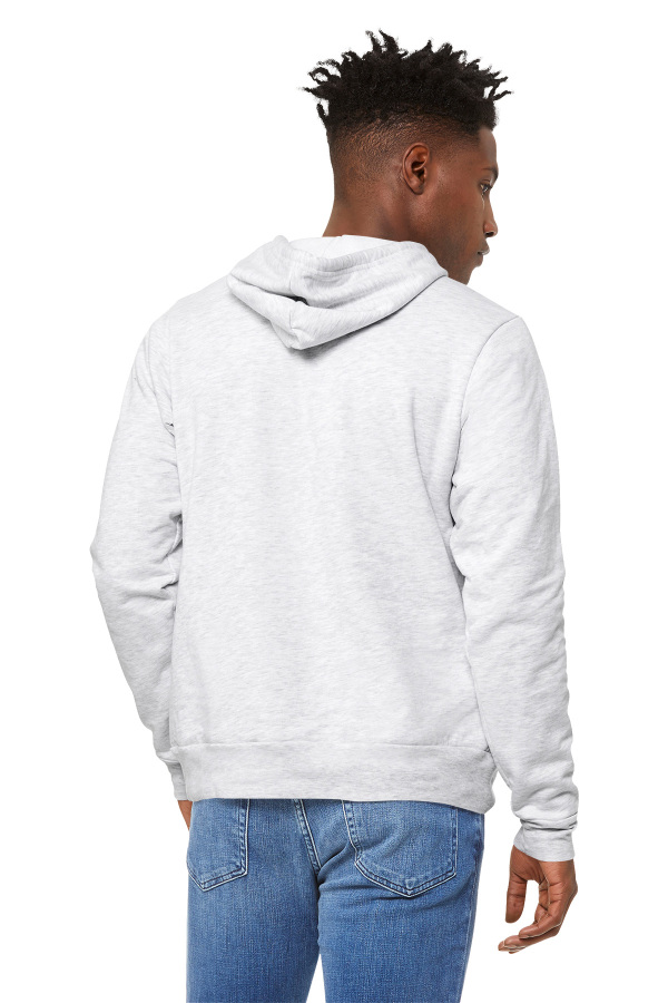 Man wearing white Bella Canvas 3719 hoodie E commerce Hoodie