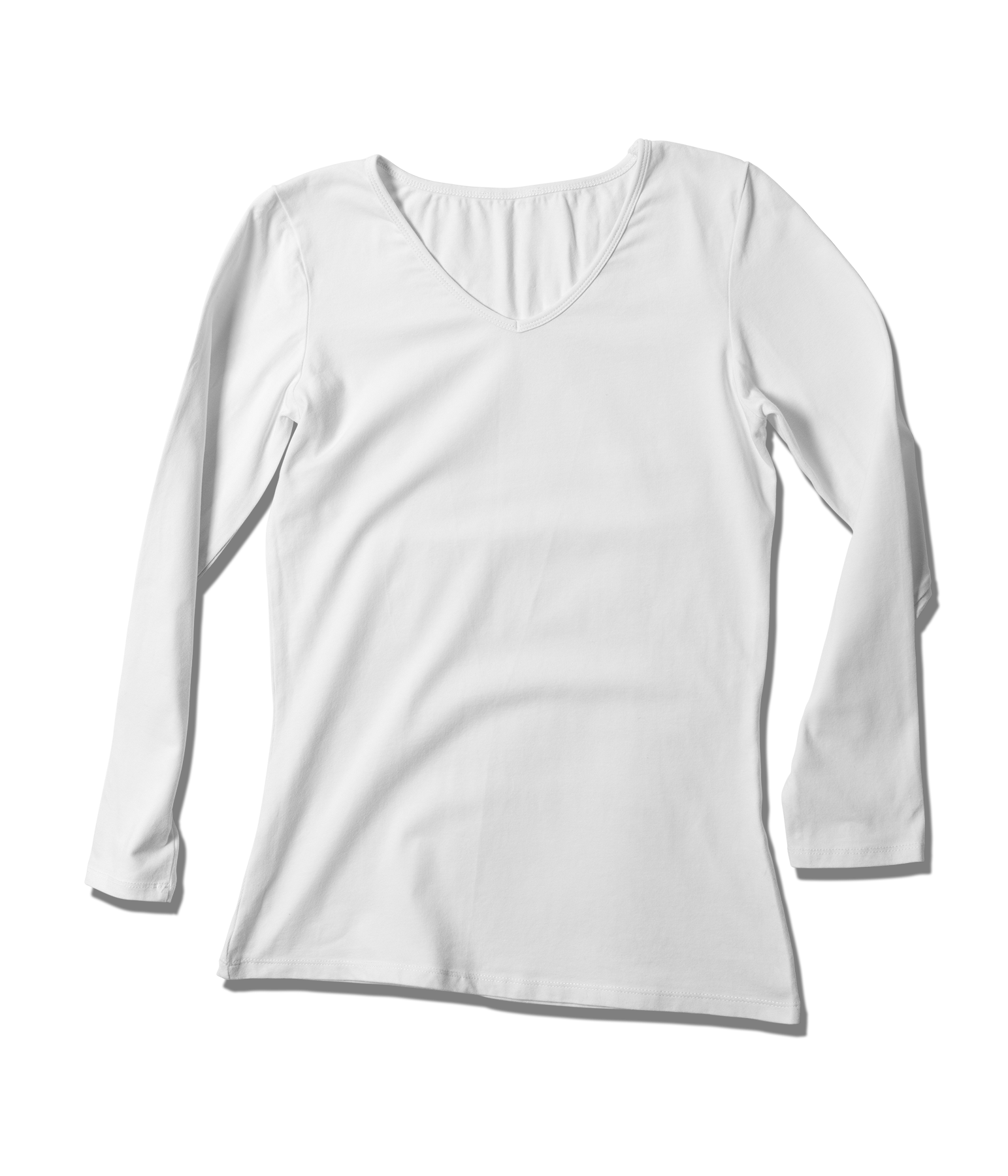 Download White V Neck Long Sleeve Shirt E Commerce Long Sleeve T Shirt Mockup Mockup Mark